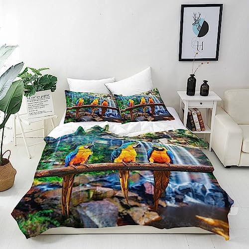 ANHOPE Unicorn Duvet Cover Set Soft Lightweight Microfibre 3 Piece Bedding Set with 2 Pillowcase Rainbow Unicorn Moon Flower Print Pattern All Season Kids Girls Quilt Cover with Zipper Closure Single