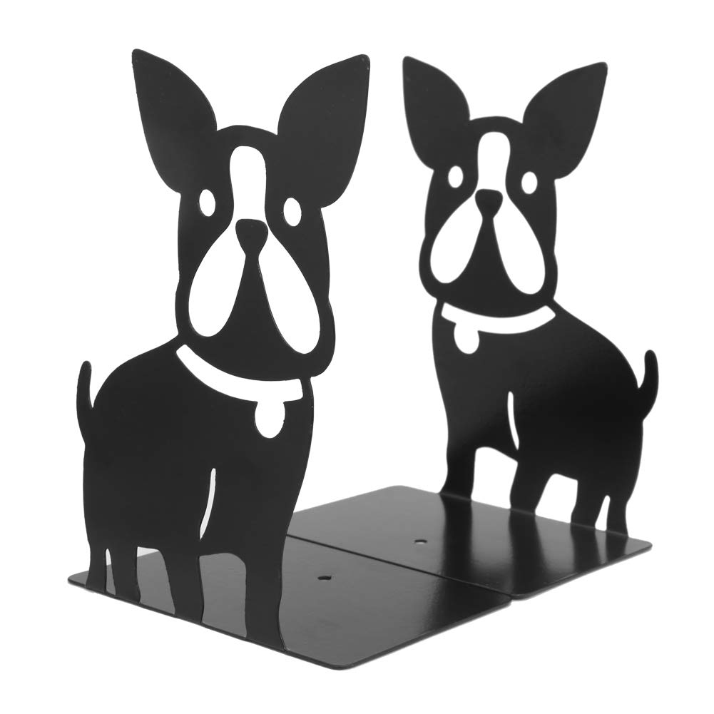 Winterworm Metal Decorative Bookends - Black, Set Of 2 - Simple Style Lengthways Vertical Book Pattern, Non-skid, Ideal For Home Office Study Book Shelf