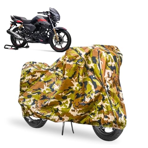 Image of Waterproof Bike Cover Compatible with TVS Apache RTR 180 All Weather, UV Heat Resistant, Dustproof, Triple Stitched, Windproof Elastic Bottom