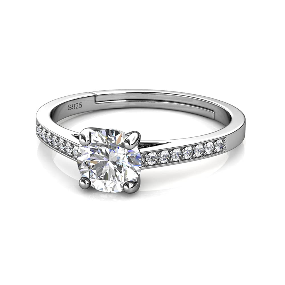 Anello Fidanzamentoda Donna in Argento Massiccio 925 Solitario con Diamante Moissanite 1,0 ct