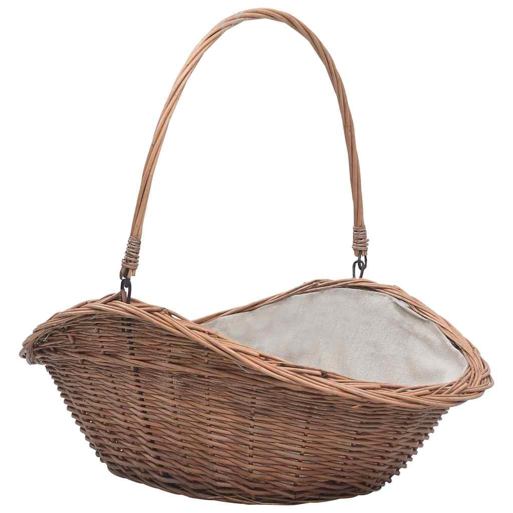 vidaXL Holzkorb mit Tragegriff Kaminholzkorb Brennholzkorb Feuerholzkorb Kaminkorb Tragekorb Füllkorb Weidenkorb 60x44x55cm Natur Weide