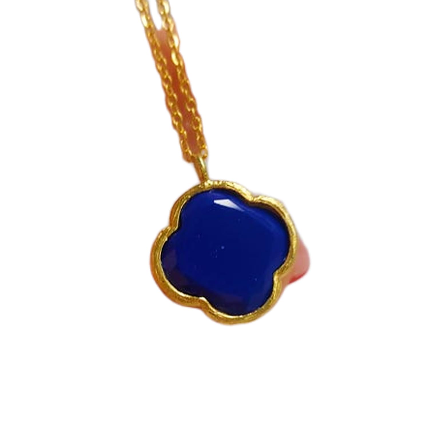 Collier trèfle en lapis-lazuli et argent 925, un bijou de lithothérapie d'exception