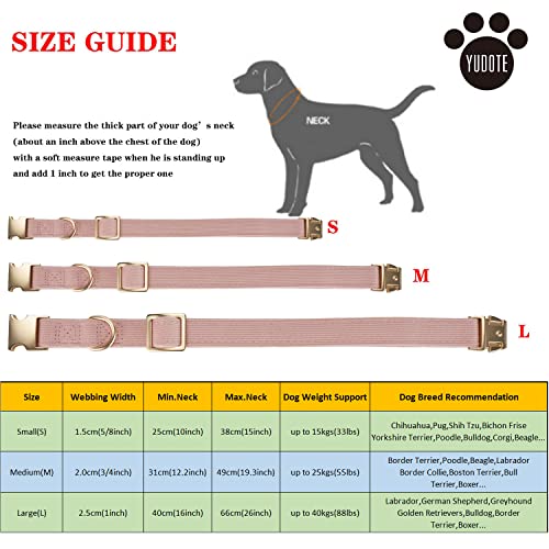 YUDOTE Ultraweiches Hundehalsband natürliche Baumwolle Cord für Kleine Hunde mit empfindlicher Haut,Staubiges Rosa