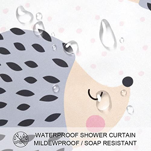 Rideau de douche sans odeur motif hérisson étanche avec crochets