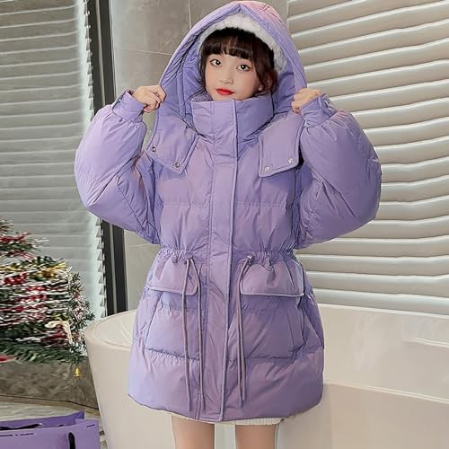 Girls Mid down Parka Jackets Thick Warm Windproof Zip up Hooded Puffer Coats with Pockets Teen Kids Winter Outwear4