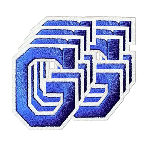 Oli and Alex Iron On Letters 2.4 inch - 7 pcs of G Blue Patches Letters for Clothing - Super Glue - No sew Needed - Embroidery Alphabet Football Team School University - Blue, G