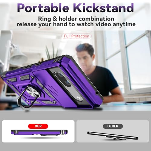 Coque Pixel 7A antichoc violette robuste avec béquille magnétique