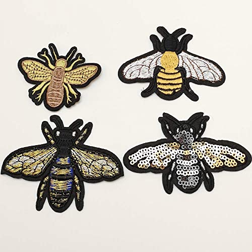 Assorted 12pcs Bees Iron on Patches sew on Patches Jeans Jackets Hats Bags Backpacks Motif Patch (from 1" to 2", Bee)