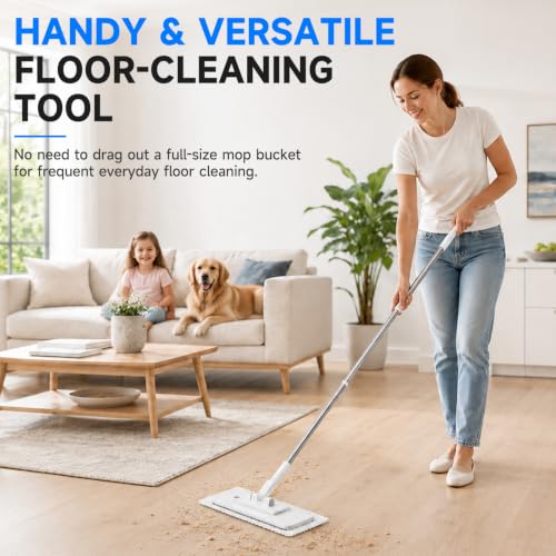 Image of Dust Mops for Floor Cleaning, Clamp Flat Mop with 5 Reusable Cloths