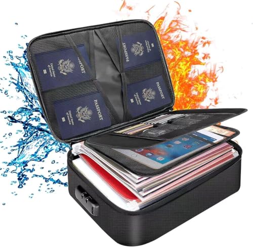 Image of Fireproof Waterproof Document Bag with Lock - Portable Waterproof Document Organizer for Important File - Fire Proof Travel Storage Case with Zipper for Laptop,Passport,Certificates (New Bag)