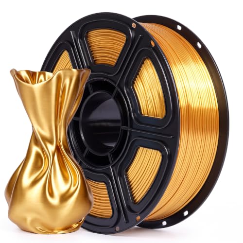 QFOUR Gold PLA Filament 1.75mm, Silk 3D Printer Filament, 1kg (2.2 Lbs) Spool, Smooth Feeding, Compatible with Most FDM 