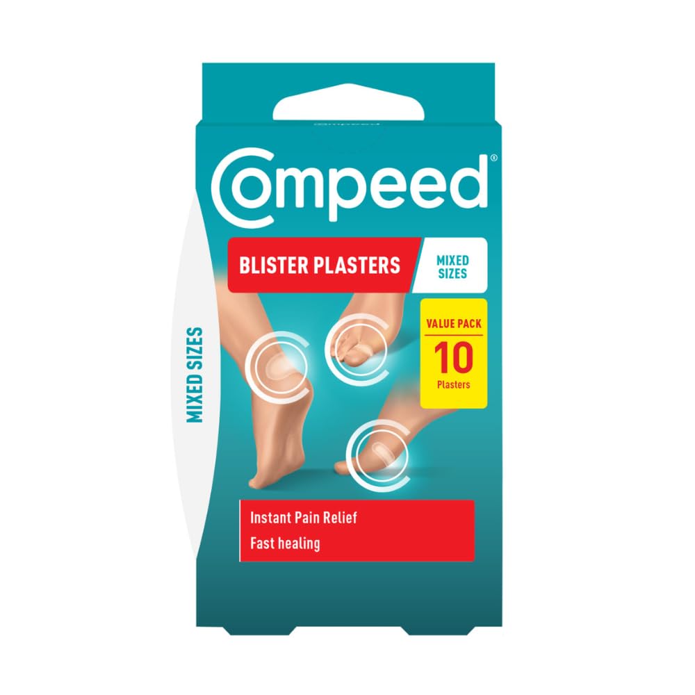 Compeed Blister Plasters Mixed Size 10 Pack - Hydrocolloid Foot Treatment - Heal Fast