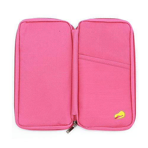 Billetera De Pasaporte Familiar; Fuerte Organizador De Documentos De Viaje A Prueba De Agua. Sujetador De Billetera Y Pasaporte Familiar. (Rosa)