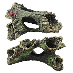 DoubleWood 2 PCS Decaying Trunk Betta Fish Driftwood Resin Crafts Ornament with Holes & Aquarium Caves Fish Tank Wood Decor