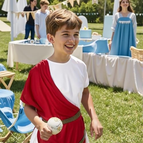 Disfraz Toga Griega para Niños Talla Large Rojo miniatura 2