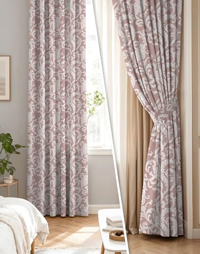 Image of Casableu Anthem Kelso Cotton Look Door Curtains Pack of 2-7 Feet Long, Printed Design, Room Darkening Curtains with Tiebacks, Eyelet Style for Bedroom & Living Room Decor (Bonjour 7 feet)
