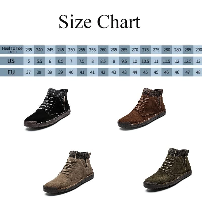 Image of Men's Vintage Hand Stitched Lace-Up Mid Loafers,Lace-up Chukka Dress Boot Motorcycle Walking Boots,Casual Leather Ankle Boots