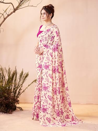 Image of Garden Vareli Women Georgette All Over Floral Printed Saree