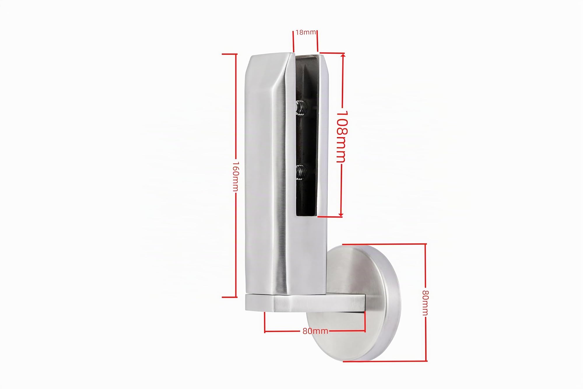 Abrazadera de Vidrio de Piscina, Postes de balaustrada de vidrio de balcón y barandilla de escalera, Pinza de vidrio pesado, acero inoxidable, Para vidrio 6-16 mm (1, Acero Inoxidable)