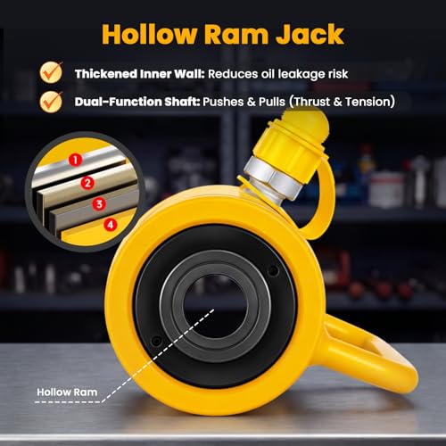 Image of NEWTRY 20 ton Hydraulic Hollow Jack Cylinder 2'' Stroke Porta Power Ram Industrial Lifting Jack Retract Automatically