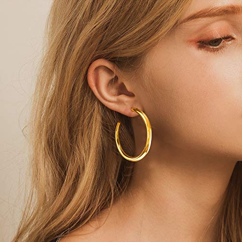 Chunky-Gold-Hoop-Earrings-for-Women-18K-Thick-Open-Hoops-Super-Lightweight-Round-Tube-Minimalist-Hypoallergenic-High-Gloss-Hoop-Earrings-for-Women-Jewelry-Gift