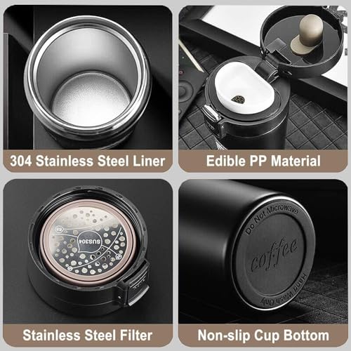 Image of Novo Insulated Coffee Travel Mug, Double Walled Stainless Steel Tumbler, Insulated Cup with Leakproof Lid, Thermal Mug with Non-Slip Protective Grip (Multicolor)