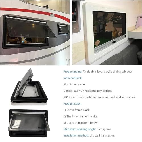 Ventana corrediza tintada para autocaravana y caravana, diseño de inclinación de 1200 x 300 mm, accesorio duradero y resistente a la intemperie para una mayor ventilación y privacidad