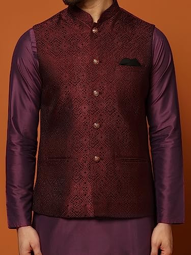 Image of KISAH Men's Jacket - Textured Silk Blend Jacquard - Indian Wedding Outfit for Men - Ideal for Weddings and Festivals