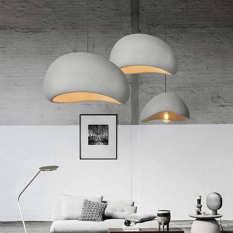 Image of Glowave Wabi Sabi 300mm White Resin Pendant Hanging Light Ceiling Lamp for Kitchen, Bedroom Hotels Cafes - Warm White (Round 300mm)