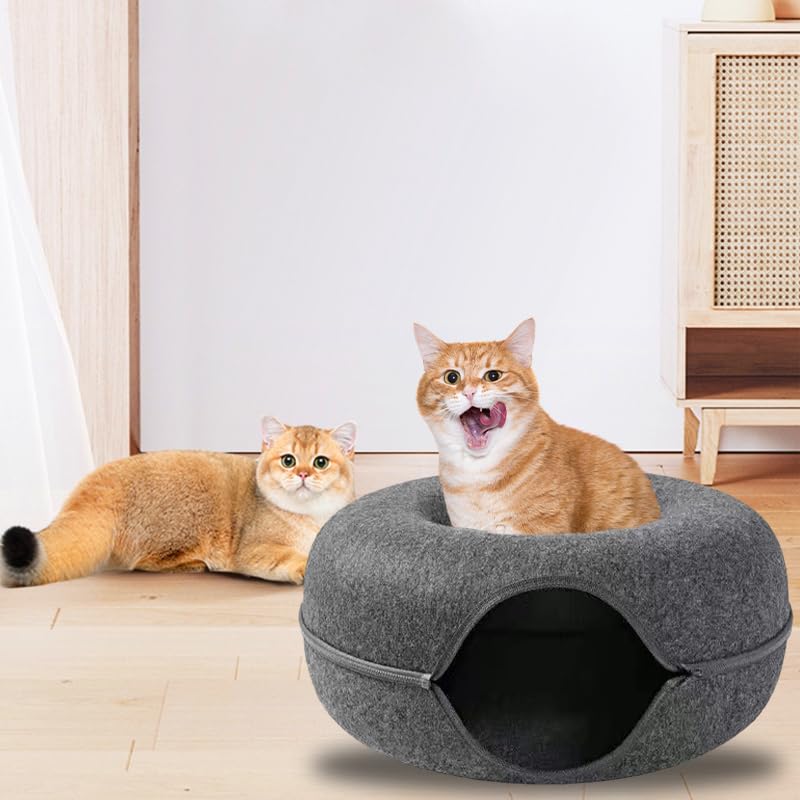 Tunnel en forme de donut amovible pour chat d'intérieur fatigué de s'ennuyer - 3