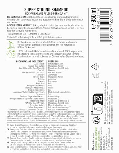 SANTE Naturkosmetik Super Strong Shampoo - 950ml - Haarshampoo für kraftloses Haar - mit Bio-Bambus Extrakt & 3-Fach Protein Komplex - vegan & natürlich