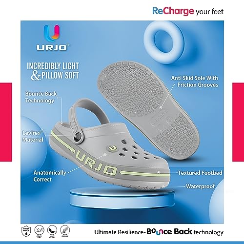 Image of URJO Streak Kid's Clogs /Sandals with Adjustable Back Strap Ultra Soft & Flexibility Anti Skid Comfortable Waterproof Daily Mules Clogs /Sandals Boy's & Girl's