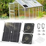 Solar Panel Fan Kit, 12W Solar Fan with 9.84 feet Cable, Dual-head Solar Powered Fan, IP65 Waterproof Solar Power Fan, Solar Ventilation Fan for Greenhouse, Chicken Coops, Pet Houses (12, Watts)