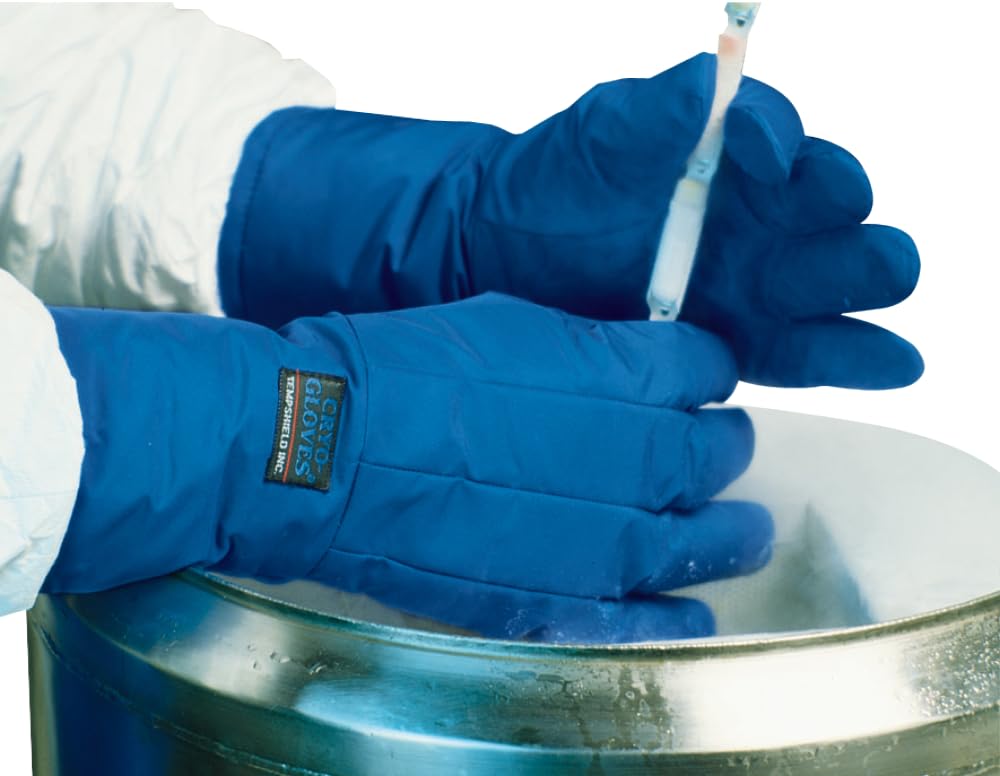 neoLab Cryo-Gloves Kryohandschuhe, wasserdicht, Baumwolle mit PTFE, blau, Länge 40 cm, Größe M, Paar