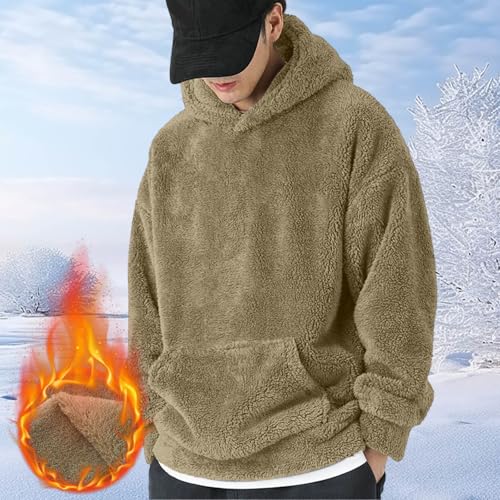 Sherpa Lined Hoodie Men - Mens Fuzzy Hooded Sweatshirts Pullover Loose Cozy Long Sleeve Outwear with Pocket2