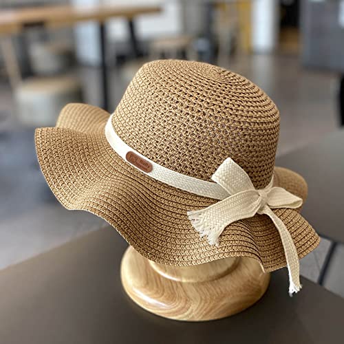 BILIKEYU Boys Girls Braid Sun Hat Wide Brim Breathable Beach Hats with Bow Knot Summer Cap for Kids 2 to 102