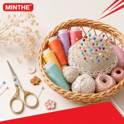 Image of MINTHE 100PCS Sewing Pins for Fabric, Straight Pins Sewing with Pearlized Colored Heads, Quilting Supplies, Pearl, Stick, Corsage, Head