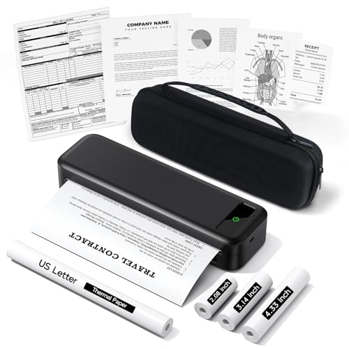 Portable Printers Wireless for Travel, Bluetooth Inkless Thermal Printer Support 8.5