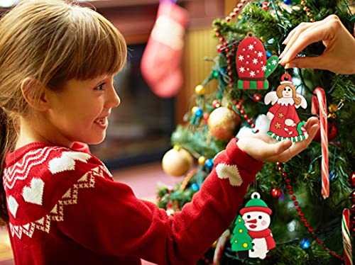 12Pcs Christmas Ornaments For Small Christmas Tree Decoration Assorted Plastic Clay Figurine Ornaments Christmas Tree Hanging Ornaments #TOP7