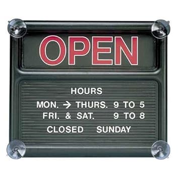 Double-Sided Open/Closed Sign w/Plastic Push Characters, 14 3/8 x 12 3/8