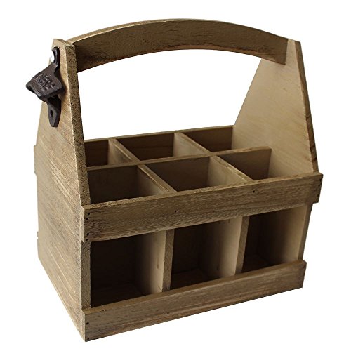 Oak Effect Six Bottle Wooden Carrier