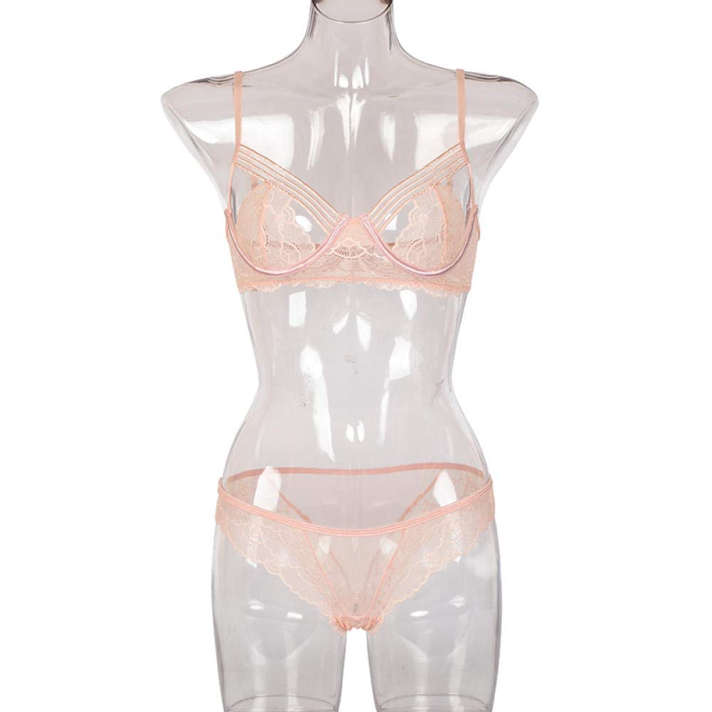 Conjuntos de Ropa de Dormir y Bata para Mujer, Ropa Interior de Encaje Fino, Uniforme con Aire Acondicionado, Traje para Mujer (Rosa Mediano)