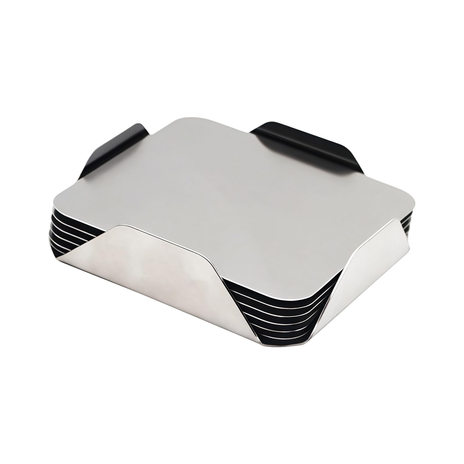 6Pcs Nonslip Metal Drink Coasters with Storage Holder Nonslip Cup Mug Pad Easy to Clean for Daily Use Multipurpose Mug Pad