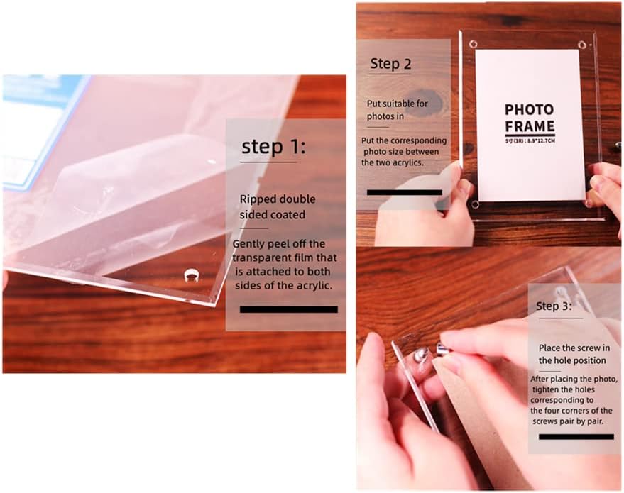 Miniatura 2 de Leoyoubei Marco de fotos flotante de acrílico de doble panel de 5 x 7 pulgadas con soporte de soporte, transparente sin marco, para bebé, amigo,