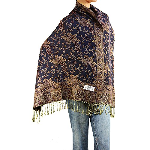 Châle pashmina tissé haut de gamme drapé fluide au motif paisley