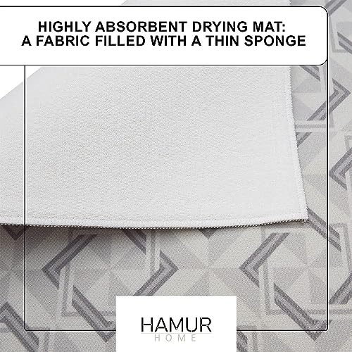 HAMUR HOME Microfibre Dish Drying Mat for Kitchen Counter Set of 2 - Image 4