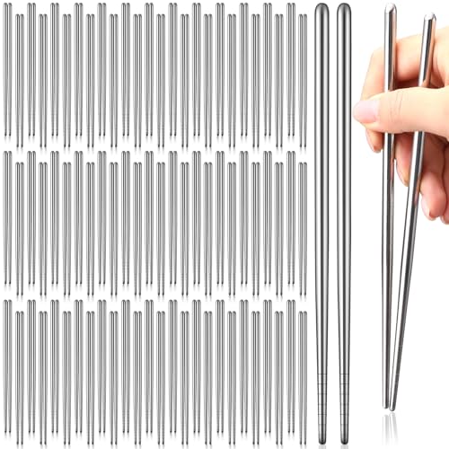 Honeydak 100 Pairs Metal Chopsticks Bulk 8.2 Inch Reusable Stainless Steel Chopsticks Dishwasher Safe Non-slip Lightweight Korean Cutlery Set Individually Wrapped Classic Style for Dinner Restaurant Honeydak 100 Pairs Metal Chopsticks Bulk 8.2 Inch Reusable Stainless Steel Chopsticks Dishwasher Safe Non-slip Lightweight Korean Cutlery Set Individually Wrapped Classic Style for Dinner Restaurant