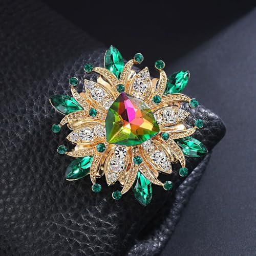Image of Rhinestone Crystal Sunflower Brooch Pin Elegant Wreath Brooch Clothing Hat Bag Skirt Accessories for Women