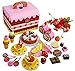 WLGQ Service à thé européen Couverts à gâteau aux Fraises pour Enfants boîte à Jouets Papillon Mini Maison de poupée pour Enfants Simulation Ensemble à thé en Bois après-midi thé fête Cadeaux de