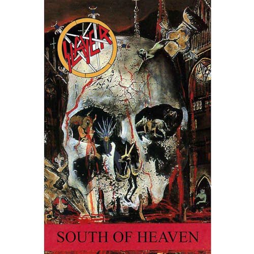 Drapeau textile Slayer South of Heaven 70x106cm pour décoration murale rock
